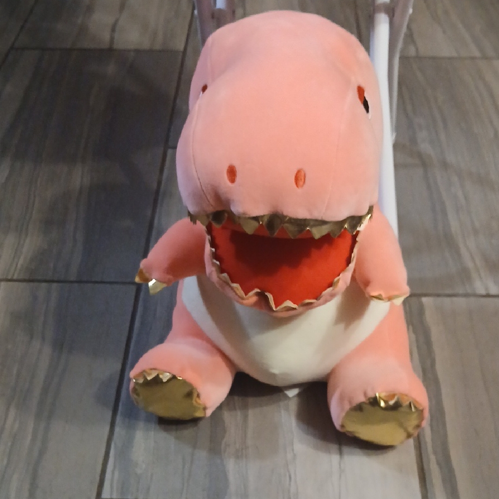 Dinosaur Designs Pink and Gold Stuffed Dinosaur